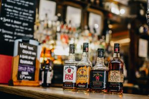 Range of four Whiskey's on Bar