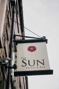 Sign of Sun Hotel in Lancaster, Lancashire
