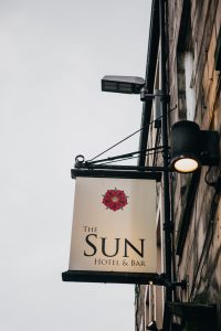 Sign of Sun Hotel in Lancaster, Lancashire